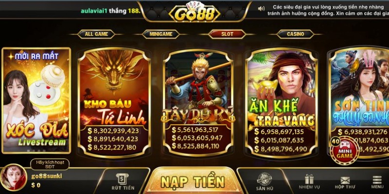 GO88 club today cung cấp cho người chơi một thế giới game nổ hũ vô cùng hấp dẫn và đa dạng